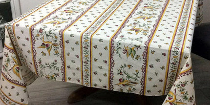 Nappe rectangle coton 3m50 x 1m55  Faïence de Moustiers rose