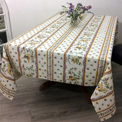 Nappe rectangle coton 3m50 x 1m55  Faïence de Moustiers rose