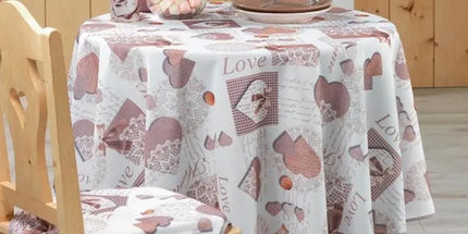 Nappe ronde polyester 180 cm cosy home coeur love antitache infroissable