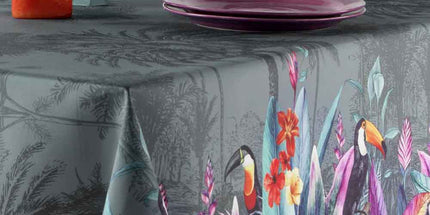 Nappe rectangle 2m40 x 1m50 T 2219 Toucan gris Anti tache et infroissable