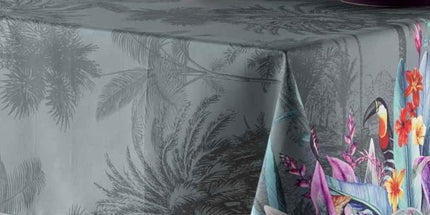 Nappe rectangle 2m40 x 1m50 T 2219 Toucan gris Anti tache et infroissable