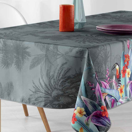 Nappe rectangle 2m40 x 1m50 T 2219 Toucan gris Anti tache et infroissable