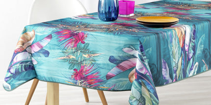 Nappe ovale motif feuille multicolore 2m40 x 1m50 Référence T2301 Antitache Infroissable