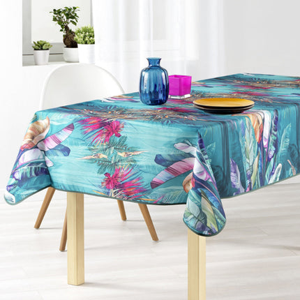 Nappe ovale motif feuille multicolore 2m40 x 1m50 Référence T2301 Antitache Infroissable