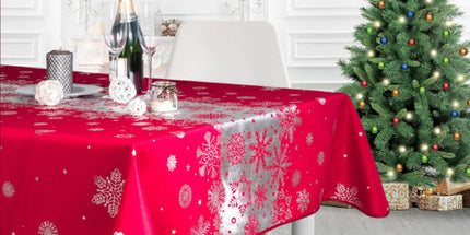 Nappe TX47 Rouge argent Noël 3m x 1m50 anti tache et infroissable