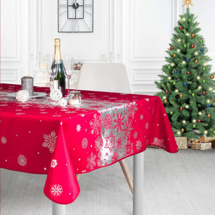 Nappe TX47 Rouge argent Noël 3m x 1m50 anti tache et infroissable