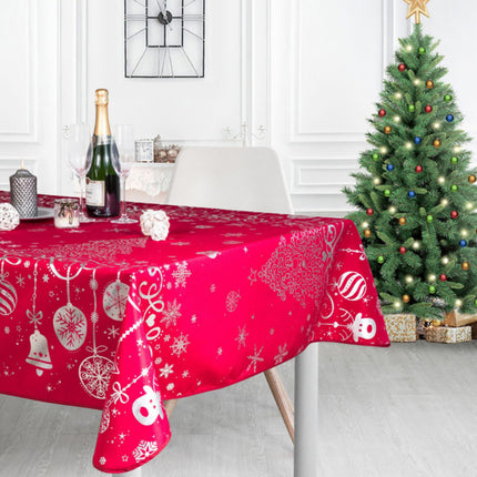 Nappe sapin Rouge argent Noël Ref 2012 RED 2m x 1m50 anti tache infroissable