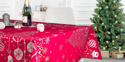 Nappe sapin Rouge argent Noël Ref 2012 RED 3m x 1m50 anti tache infroissable
