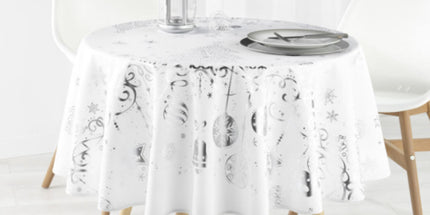 Nappe Ronde de NOEL Blanche Référence 2012 Anti tache Infroissable 1m60
