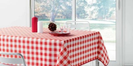 Nappe Rectangle Vichy Rouge 150×120 cm — Polyester Anti-tache & Infroissable