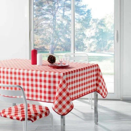 Nappe Rectangle Vichy Rouge 150×120 cm — Polyester Anti-tache & Infroissable
