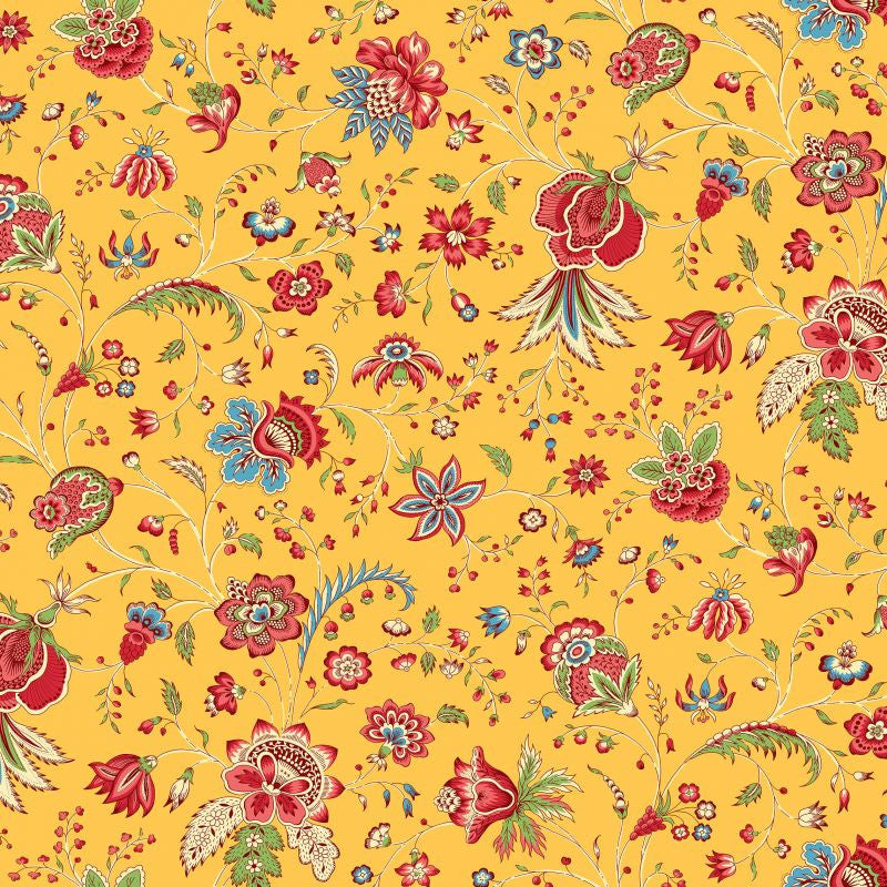 Nappe Rectangulaire en Coton Holi jaune Motif Floral 200 x 155 cm