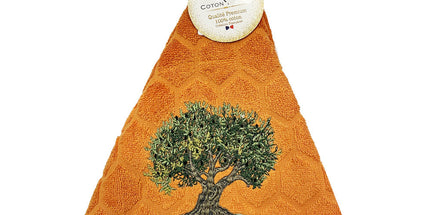 Essuie main rond en éponge Tissage Jacquard olivier orange New Qualité Premium