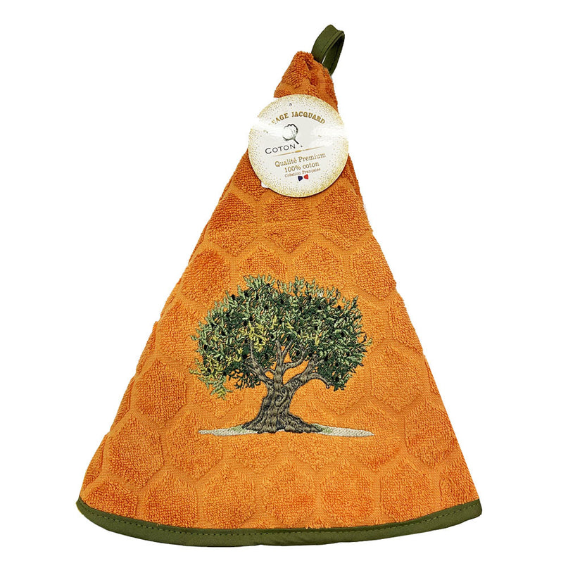 Essuie main rond en éponge Tissage Jacquard olivier orange New Qualité Premium