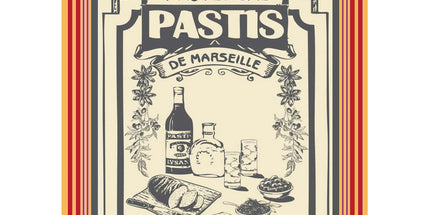 Torchon rectangle coton tissé jacquard Pastis Apéritif Provençal 50 cm X 70 cm