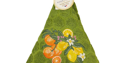 Essuie main rond en éponge coton jacquard qualité premium agrume vert