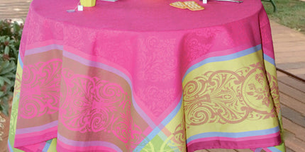 Nappe jacquard rectangle coton tissé traité téflon prodige fushia 300 cm x 160 cm