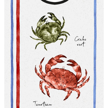 BAVOIR RESTAURANT CRABE OCEAN ECRU COTON ADULTE 45 cm X 60 cm