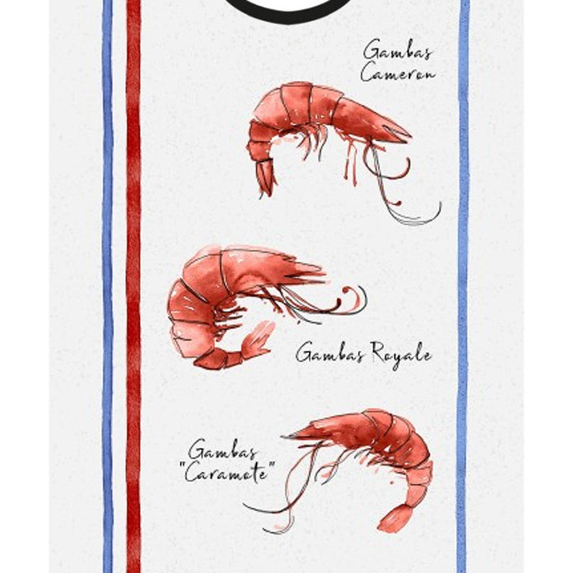 BAVOIR RESTAURANT GAMBAS ECRU COTON ADULTE 45 cm X 60 cm