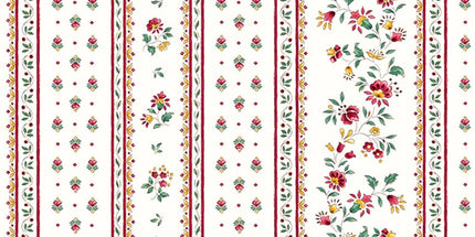 Tissu au mètre coton provençale Figuerolles écru R rayure en 160 cm de large