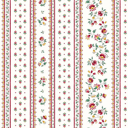 Tissu au mètre coton provençale Figuerolles écru R rayure en 160 cm de large