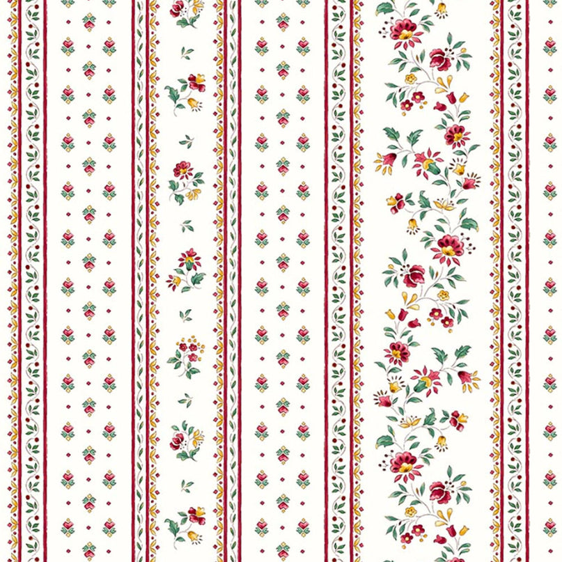 Tissu au mètre coton provençale Figuerolles écru R rayure en 160 cm de large