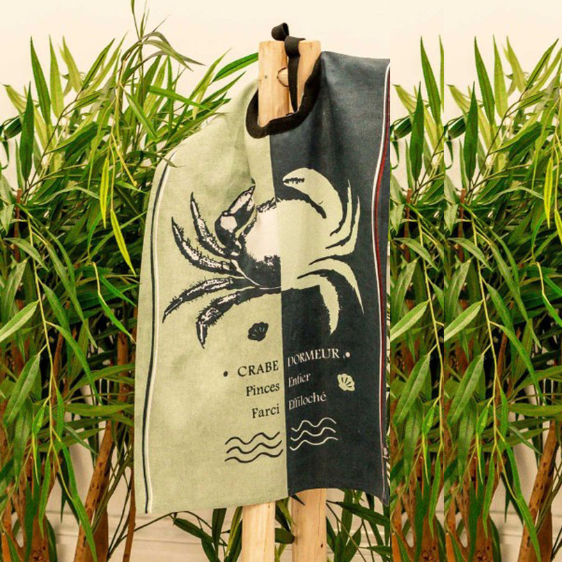 BAVOIR RESTAURANT CRABE DORMEUR OCEAN COTON ADULTE 45 cm X 60 cm