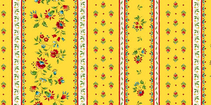 Tissu au mètre coton provençale Figuerolles jaune rouge rayure en 160 cm de large
