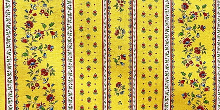 Tissu au mètre coton provençale Figuerolles jaune rouge rayure en 160 cm de large