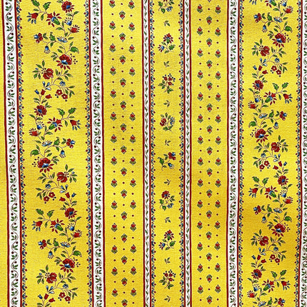 Tissu au mètre coton provençale Figuerolles jaune rouge rayure en 160 cm de large