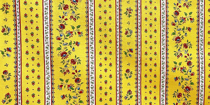 Tissu au mètre coton provençale Figuerolles jaune rouge rayure en 160 cm de large