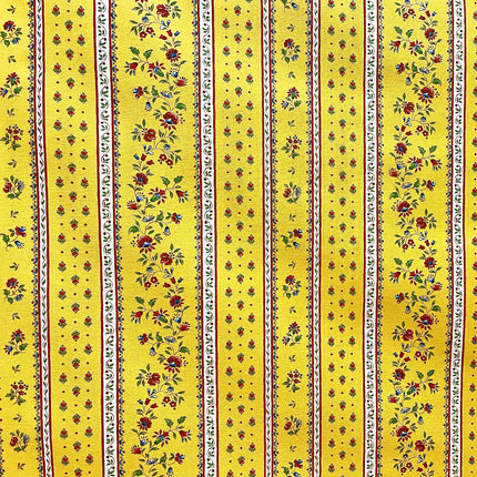 Tissu au mètre coton provençale Figuerolles jaune rouge rayure en 160 cm de large