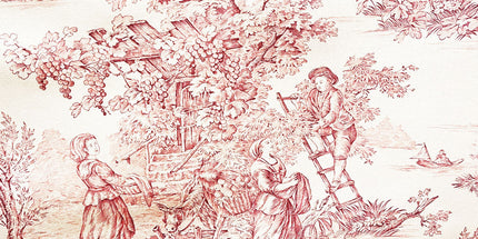 Tissu au mètre Toile de jouy Pastorale écru R Coton Bachette largeur 280 cm