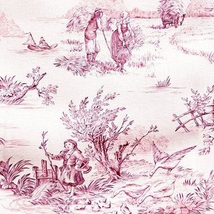 Tissu au mètre Toile de jouy Pastorale écru R Coton Bachette largeur 280 cm