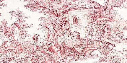 Tissu au mètre Toile de jouy Pastorale écru R Coton Bachette largeur 280 cm