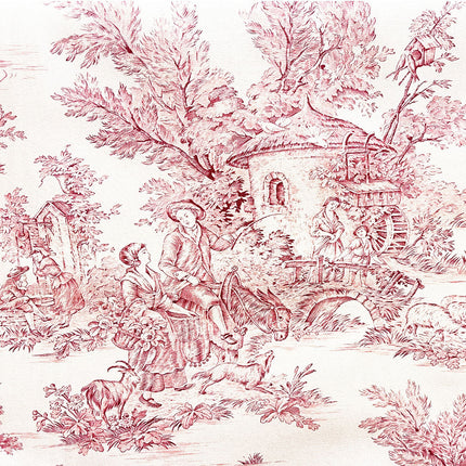 Tissu au mètre Toile de jouy Pastorale écru R Coton Bachette largeur 280 cm