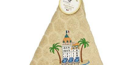 Essuie main rond en éponge coton jacquard qualité premium Negresco Beige