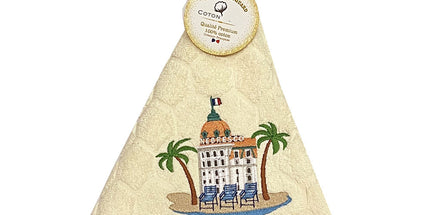 Essuie main rond en éponge coton jacquard qualité premium Negresco écru