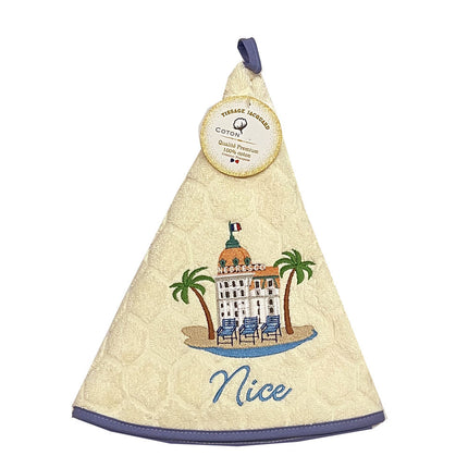 Essuie main rond en éponge coton jacquard qualité premium Negresco écru