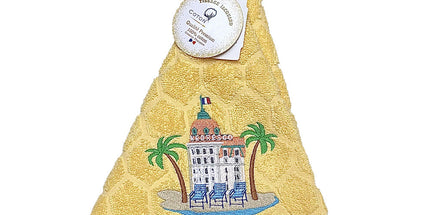 Essuie main rond en éponge coton jacquard qualité premium Nice Negresco jaune