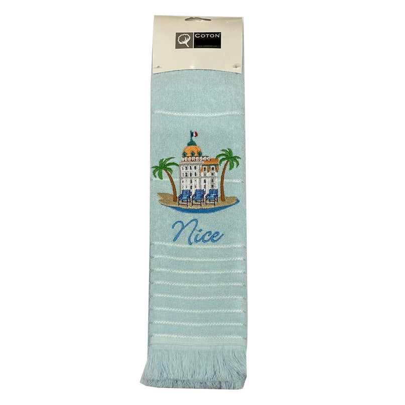 Essuie main rectangle éponge coton jacquard qualité premium Negresco Bleu ciel 50 X 70 cm