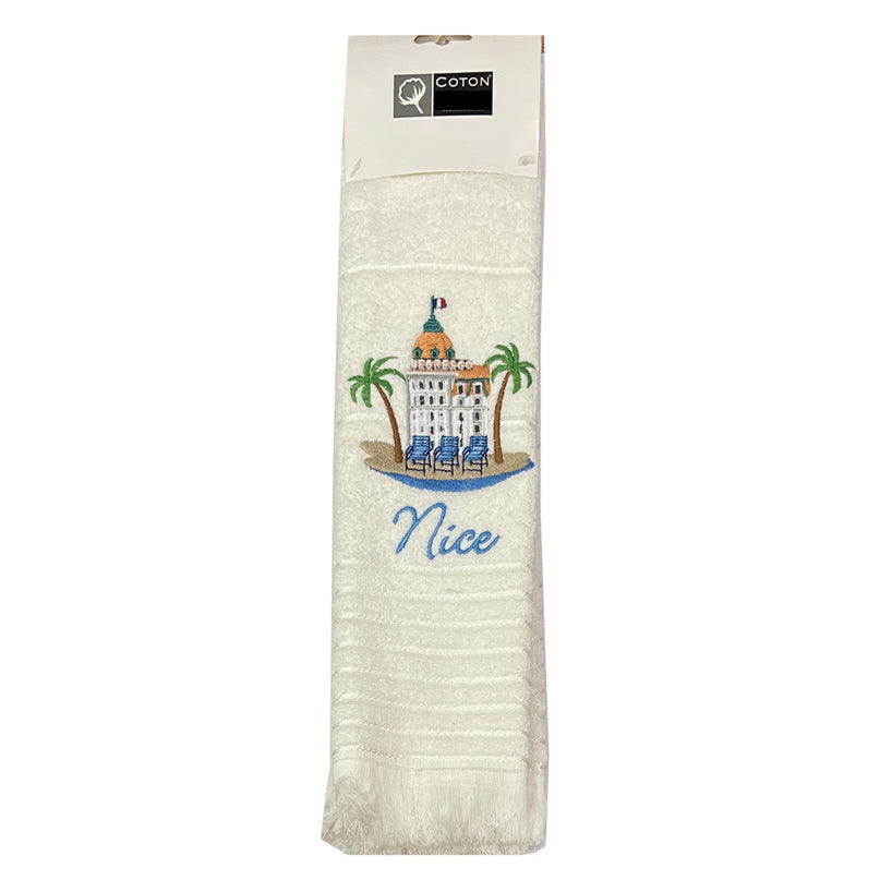 Essuie main rectangle éponge coton jacquard qualité premium Negresco écru 50 X 70 cm