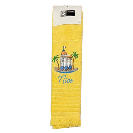 Essuie main rectangle éponge coton jacquard qualité premium Negresco jaune 50 X 70 cm