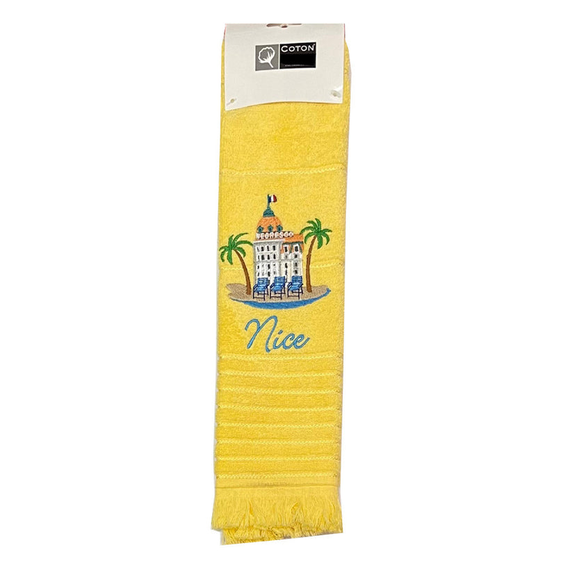 Essuie main rectangle éponge coton jacquard qualité premium Negresco jaune 50 X 70 cm
