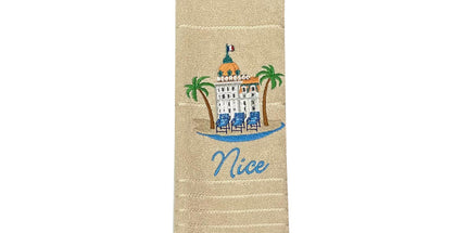 Essuie main rectangle éponge coton jacquard qualité premium Negresco beige 50 X 70 cm
