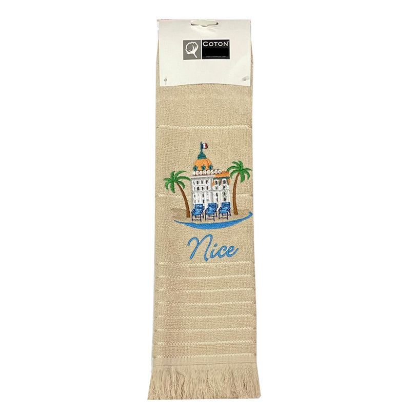 Essuie main rectangle éponge coton jacquard qualité premium Negresco beige 50 X 70 cm