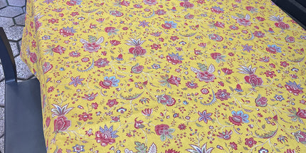 Nappe Rectangulaire en Coton Holi jaune Motif Floral 200 x 155 cm