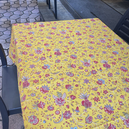 Nappe Rectangulaire en Coton Holi jaune Motif Floral 200 x 155 cm