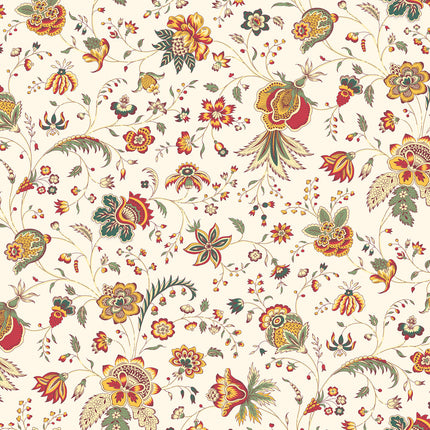 Nappe Rectangulaire en Coton Holi écru Motif Floral 2m40 x 1m55