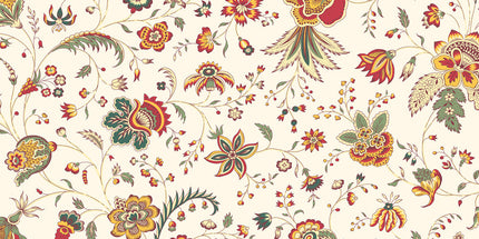 Nappe Rectangulaire en Coton Holi écru Motif Floral 3 mètres x 1m55